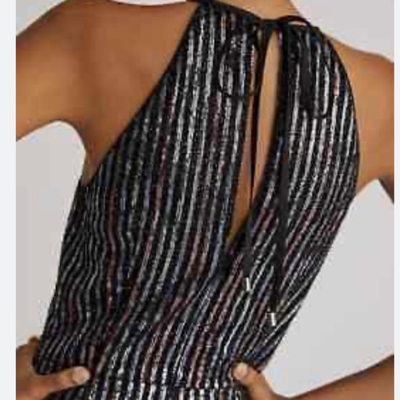 NWT Maeve by Anthropologie Disco Halter Wide Leg Sequin Party Jumpsuit US 12 - Picture 3 of 7